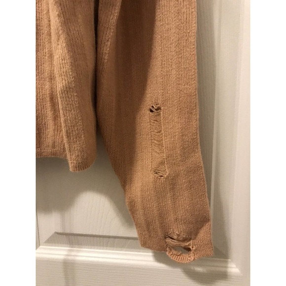 Sexy Distressed Sweater Plus 2X, Light Gold Mustard, Low Cut - Picture 10 of 16